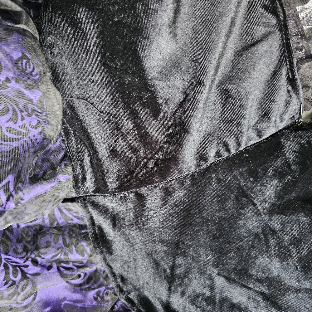Pyramid Collection Gothic Purple Black Damask‎ Dress Steam Punk Sz L Corset Lace - Picture 16 of 16